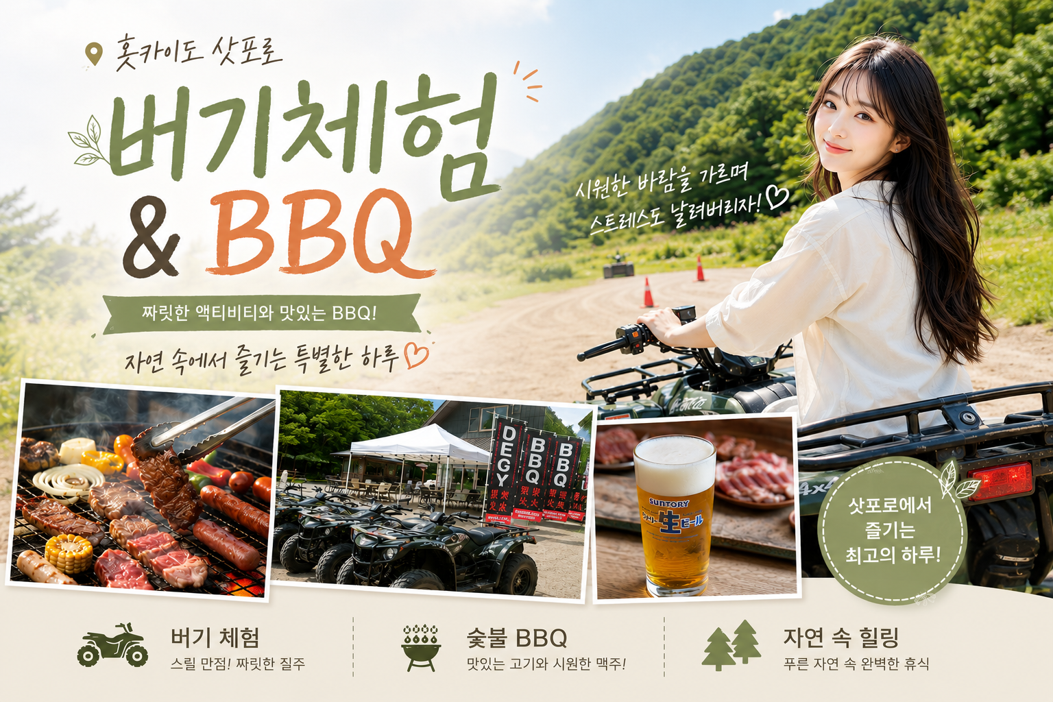 삿포로에서 버기 체험하고 바비큐까지💚 삿포로역에서 가까운 액티비티 장소 추천!!